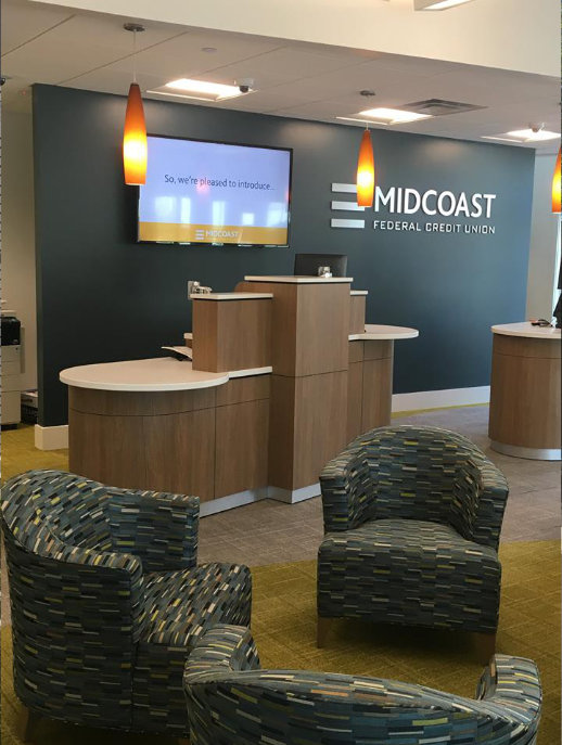 Interior of Midcoast Federal Credit Union waiting room