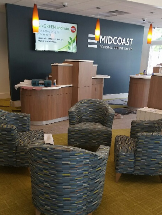 Interior of Midcoast Federal Credit Union waiting room